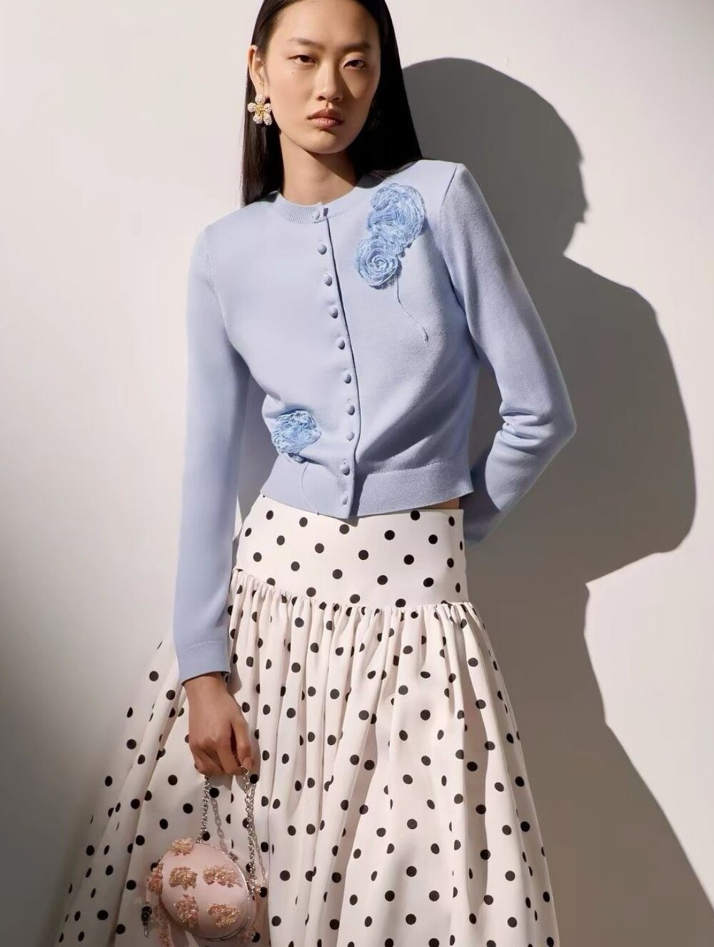 Self Portrait Blue Flower Knit Cardigan